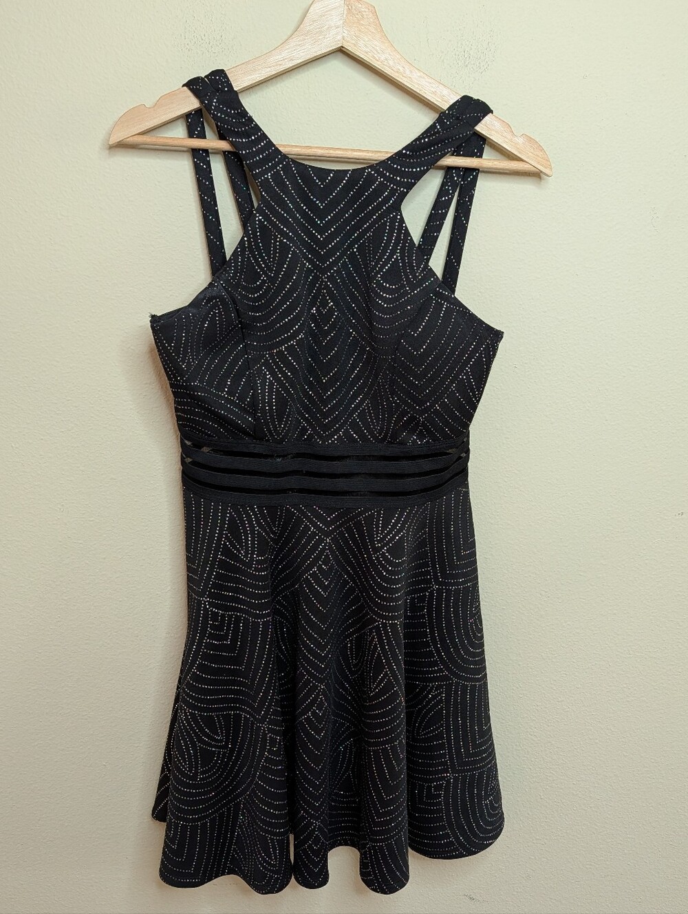 City Studio Black Glitter Fit and Flare Dress Junior Size 7